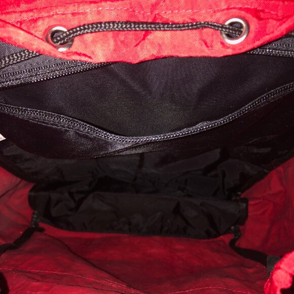 Red Disney Logo Nylon Backpack Drawstring Flap Pack 14”x11” - Picture 10 of 10